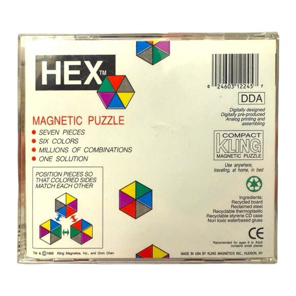 HEX Magnetic Puzzle by Binary Arts – Vintage Brain Teaser – New - Picture 3 of 6